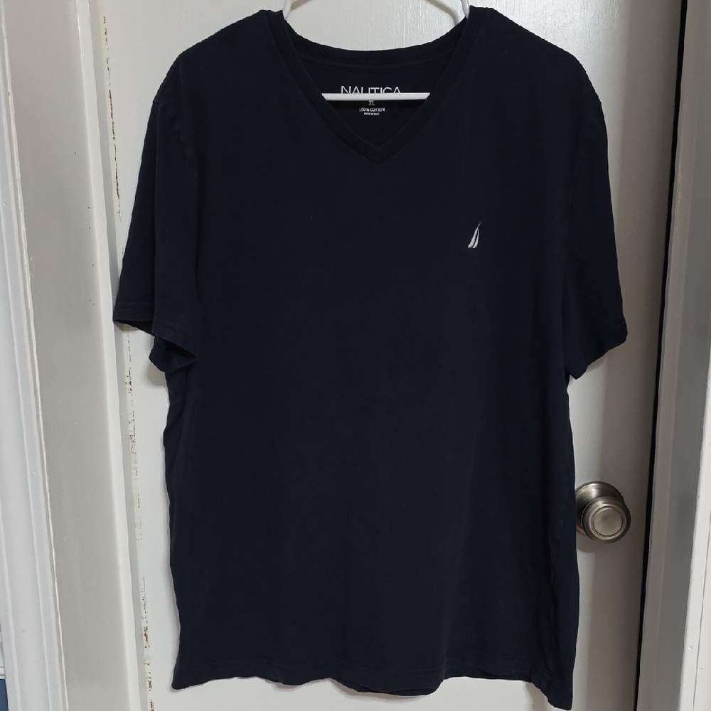 Nautica Men's Dark Blue V-Neck Tee